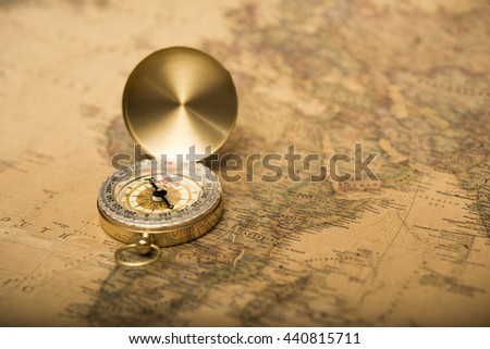 old map and compass , retro style