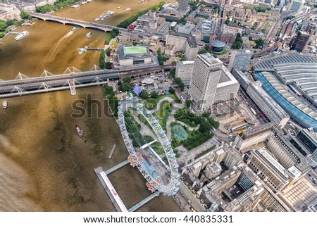 Aerial view of London from helicopter.