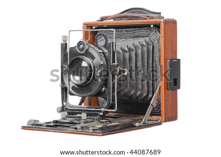 vintage retro photo camera, isolated on white background