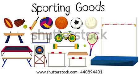 Set of many sport equipments illustration