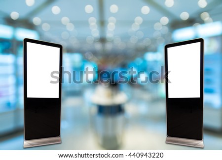 Blank bill board for advertising on store blur background with bokeh