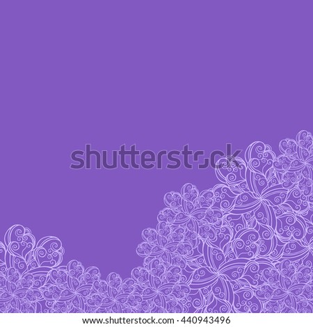 Abstract hand-drawn creative background of stylized flowers in pale violet and light lilac colors. Vector illustration.