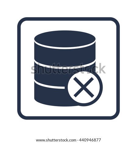 Vector illustration of database cancel sign icon on blue round background.