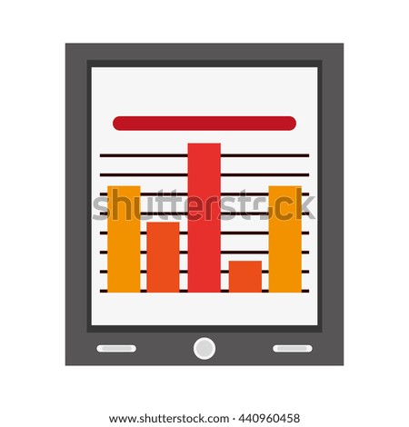 tablet with bar graph , Vector illustration