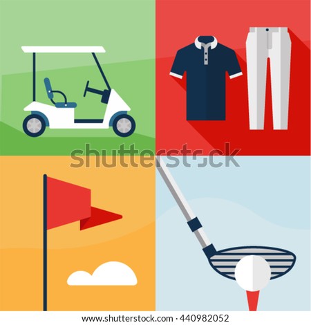 Vector golf illustration icon set 