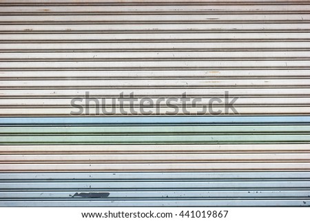 rusty and coating color decay, steel rolling shutter