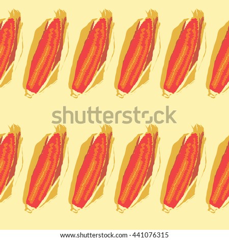 Corn seamless pattern - vector illustration. Pop art design