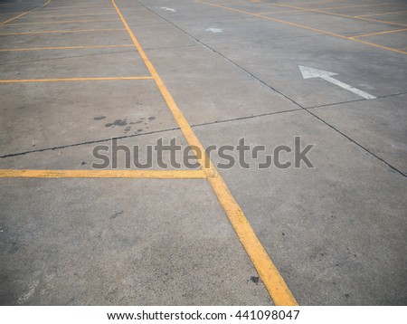 Empty parking lot, parking lane outdoor