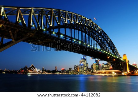 SYDNEY - NOV 24: The Harbour Bridge at night on Nov 24, 2009 in Sydney, Australia.