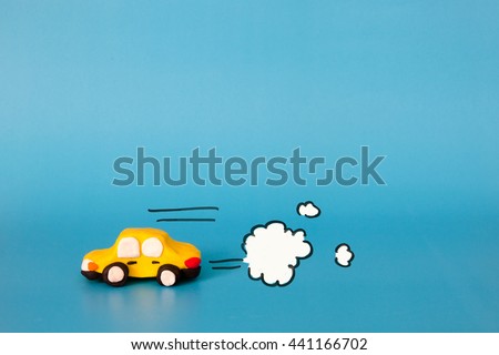 model of car driving with smoke , fast drive