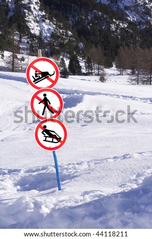 Banned mountain activities - signs