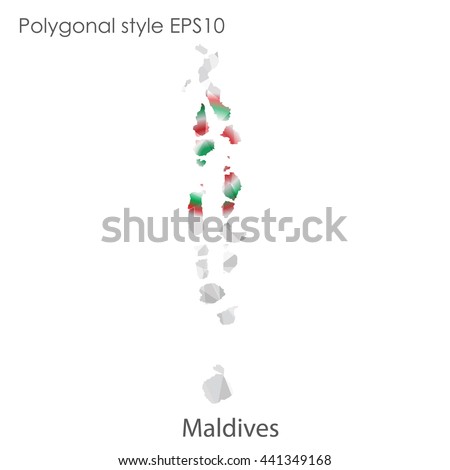Maldives map in geometric polygonal style.Abstract gems triangle,modern design background. Vector illustration EPS10