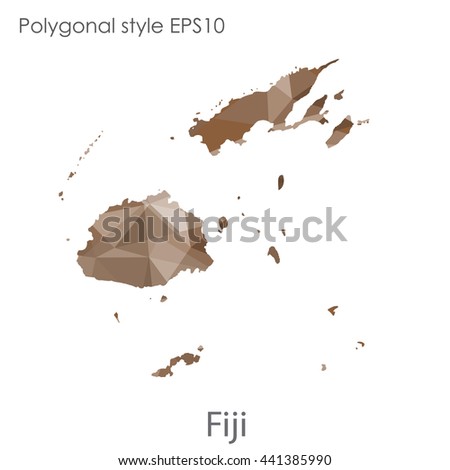 Fiji map in geometric polygonal style.Abstract gems triangle,modern design background. Vector illustration EPS10