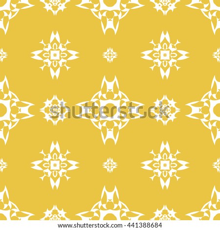 Abstract floral ornament seamless pattern of Yellow color for wallpapers and background.