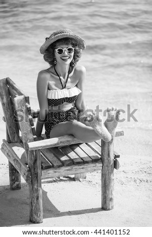 attractive young woman in bikini on the beach