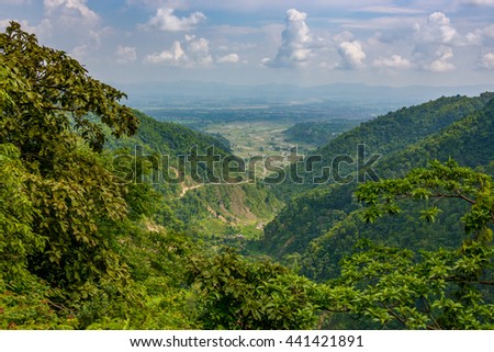 View of the Dang valley in Inner Terai, Nepal Royalty-Free Stock Photo #441421891