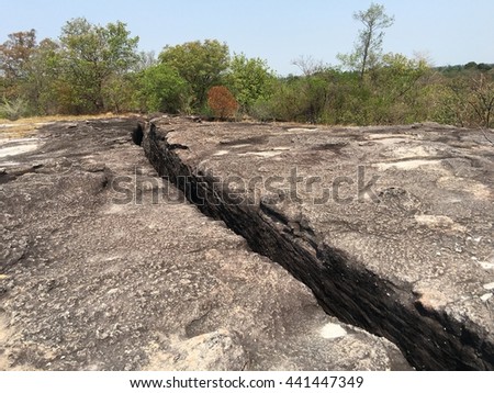 Detailed Rocks Surface.Dirt Background.Lan Hin Taek at Ubon Ratchathani, Thailand. Royalty-Free Stock Photo #441447349