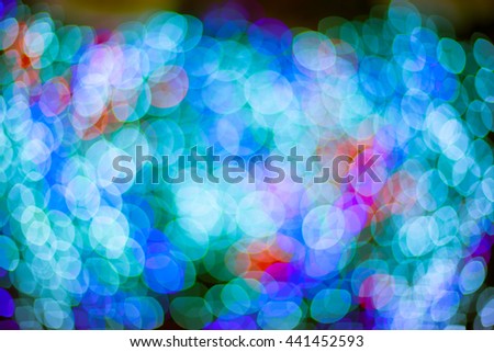 Bokeh, from small bulbs are fluorescent colors.