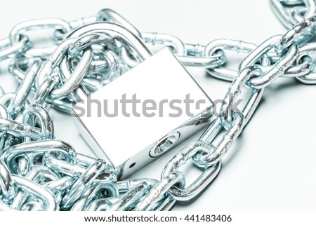 The padlock and chains isolated