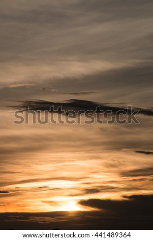 Dramatic cloudscape in twilight with sunset