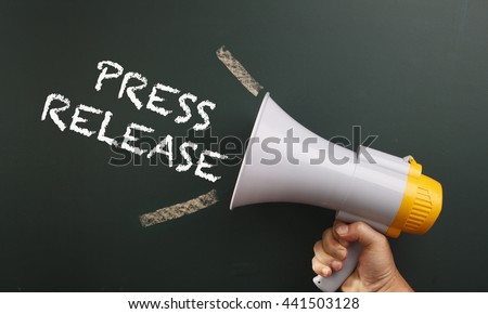 megaphone with text press release Royalty-Free Stock Photo #441503128