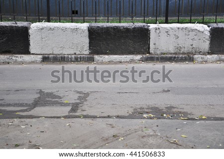 police checkpoint restrictive blocks along the road Royalty-Free Stock Photo #441506833