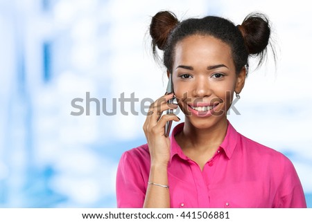 African American Woman with a mobile phone