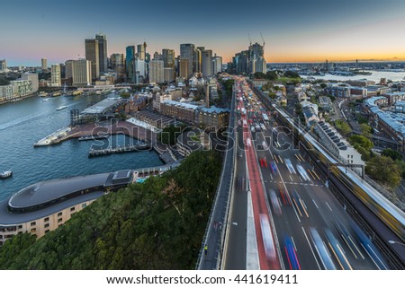 Traffic and Cityscape from Harbour Bridge