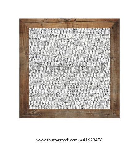 Old wooden frame isolated and have gray fabric background on white backdrop.