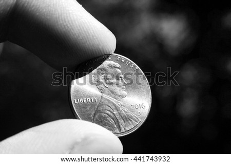 Penny Black & White Close Up Stock Photo High Quality 