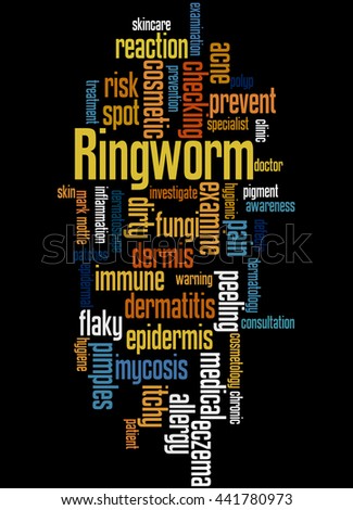 Ringworm, word cloud concept on black background.