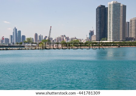 Lake Michigan with building view background