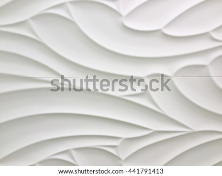 White seamless texture. Wavy background. Interior wall decoration. 3D interior wall panel pattern. white background of abstract waves. Royalty-Free Stock Photo #441791413