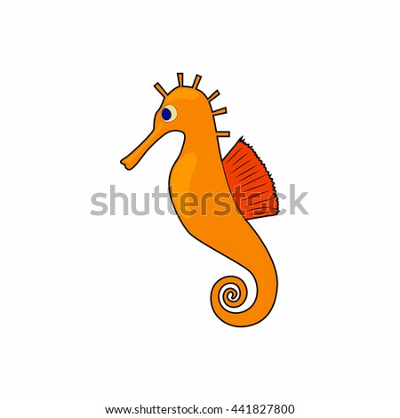 Seahorse, hippocampus icon in cartoon style on a white background