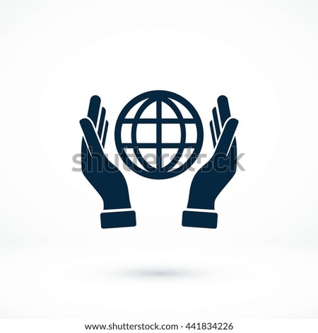 hand hold globe - vector icon