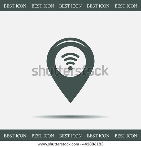 Grungy icon with map pointer with wi-fi symbol, on beige background
