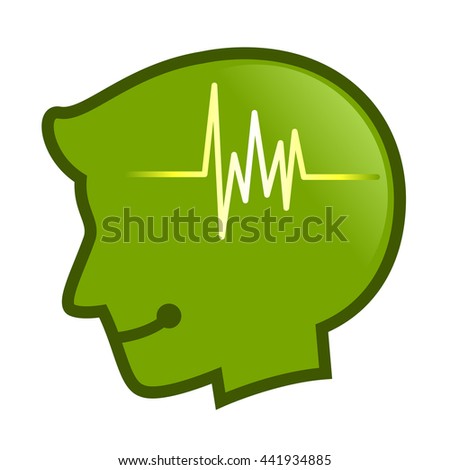 Vector stock of human head silhouette with pulse beat Symbol inside