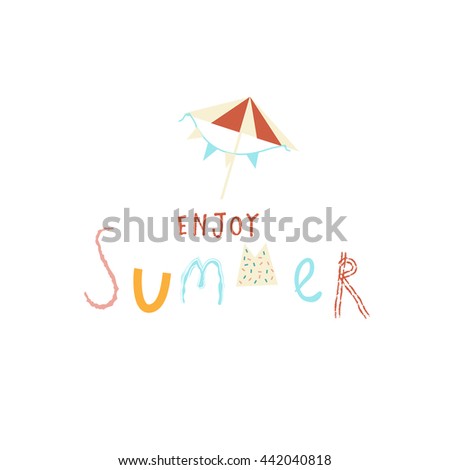 Enjoy Summer beach t-shirt design. Typography for t shirt or poster in vector. Funny cartoon label.
