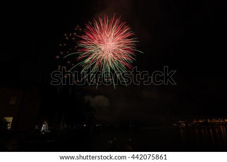Fireworks on Garda lake 