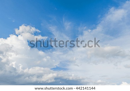 Blue sky with white clouds in a rainy season