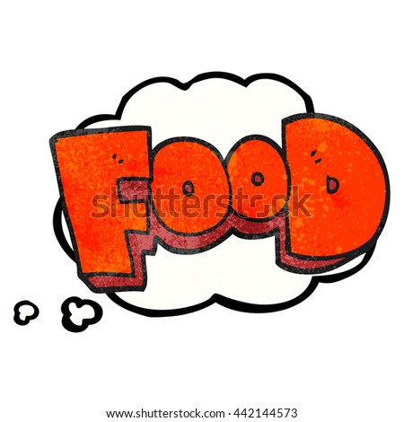 freehand drawn thought bubble textured cartoon word food
