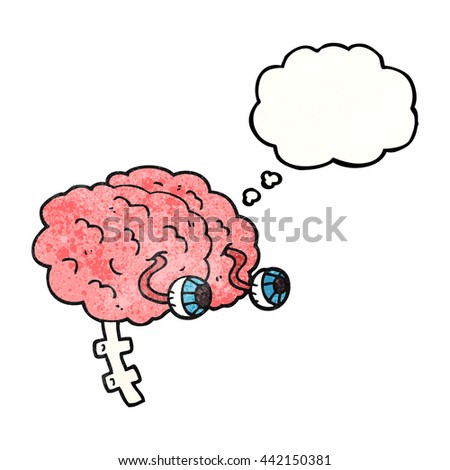 freehand drawn thought bubble textured cartoon brain