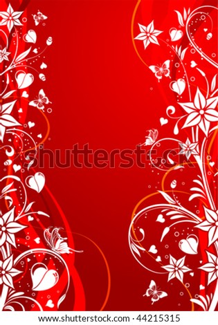 Valentines Day background with Hearts and floral pattern, element for design, vector illustration
