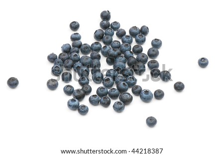 composition from a fresh bow whortleberry on the white isolated background
