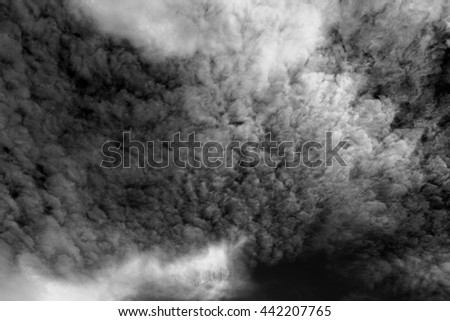 Black and white picture. Abstract of cloudscape in the sky.