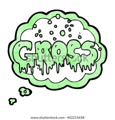 freehand drawn thought bubble textured cartoon word gross