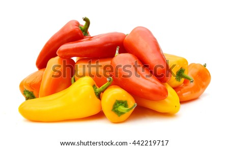 lovely mini peppers on white background  Royalty-Free Stock Photo #442219717
