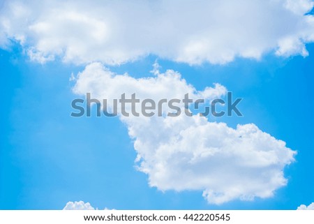 Beautiful  blue sky with amazing white cloud background.Shape independent, Elements of nature.