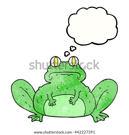 freehand drawn thought bubble textured cartoon frog