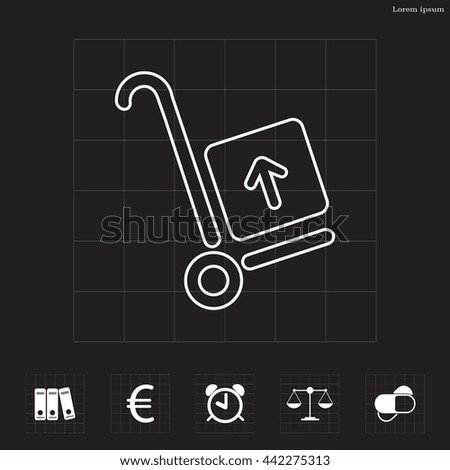 wheelbarrow for transportation of cargo, web line icon. vector design